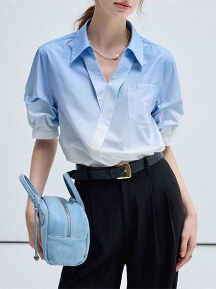 Loose-fitting, Versatile Blended Chiffon Short-sleeved Top