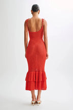 Valencia Rouge - Knitted Fishtail Midi Dress