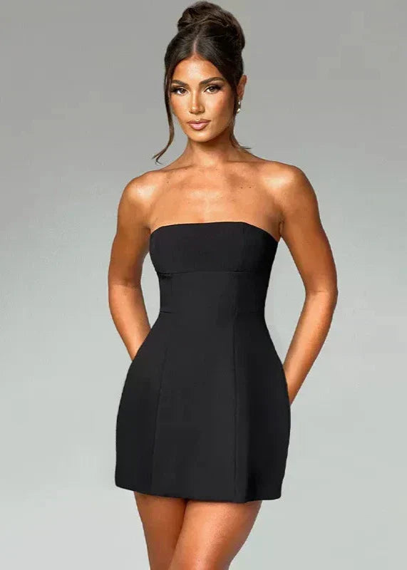 Strapless Princess Seam Structured A-Line Mini Dress
