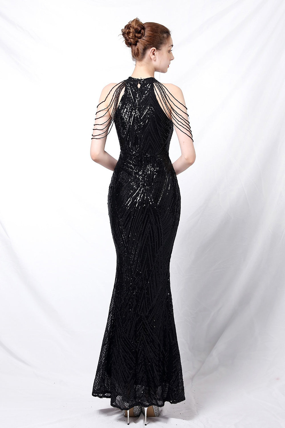 Sequin Halter Mermaid Maxi Dress