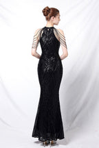 Sequin Halter Mermaid Maxi Dress