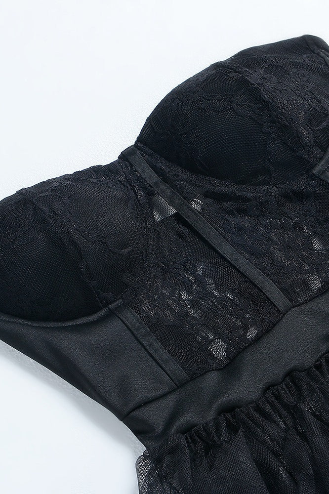 Sheer Lace Bustier Dress