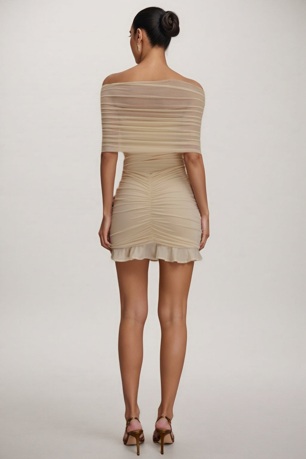 Briadk Slinky Mesh Off Shoulder Mini Dress