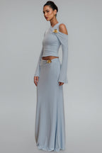 Scarle Blue 3D Flower Maxi Dress Set