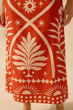 Holiday Print Square Neck Back Bow Top and Casual Maxi Skirt Set
