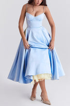 Lorraine Premium Strapless V Neck Sleeveless Tutu Maxi Dress Designer Edit