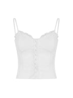 Lace Paneled Breast-Shaped Buttons Tank Top