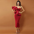 Ruffled Peplum Midi Dress