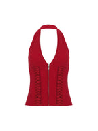 French Neck Tie Halter Vest