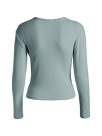 Cutout Irregular Neckline Long Sleeve Tee