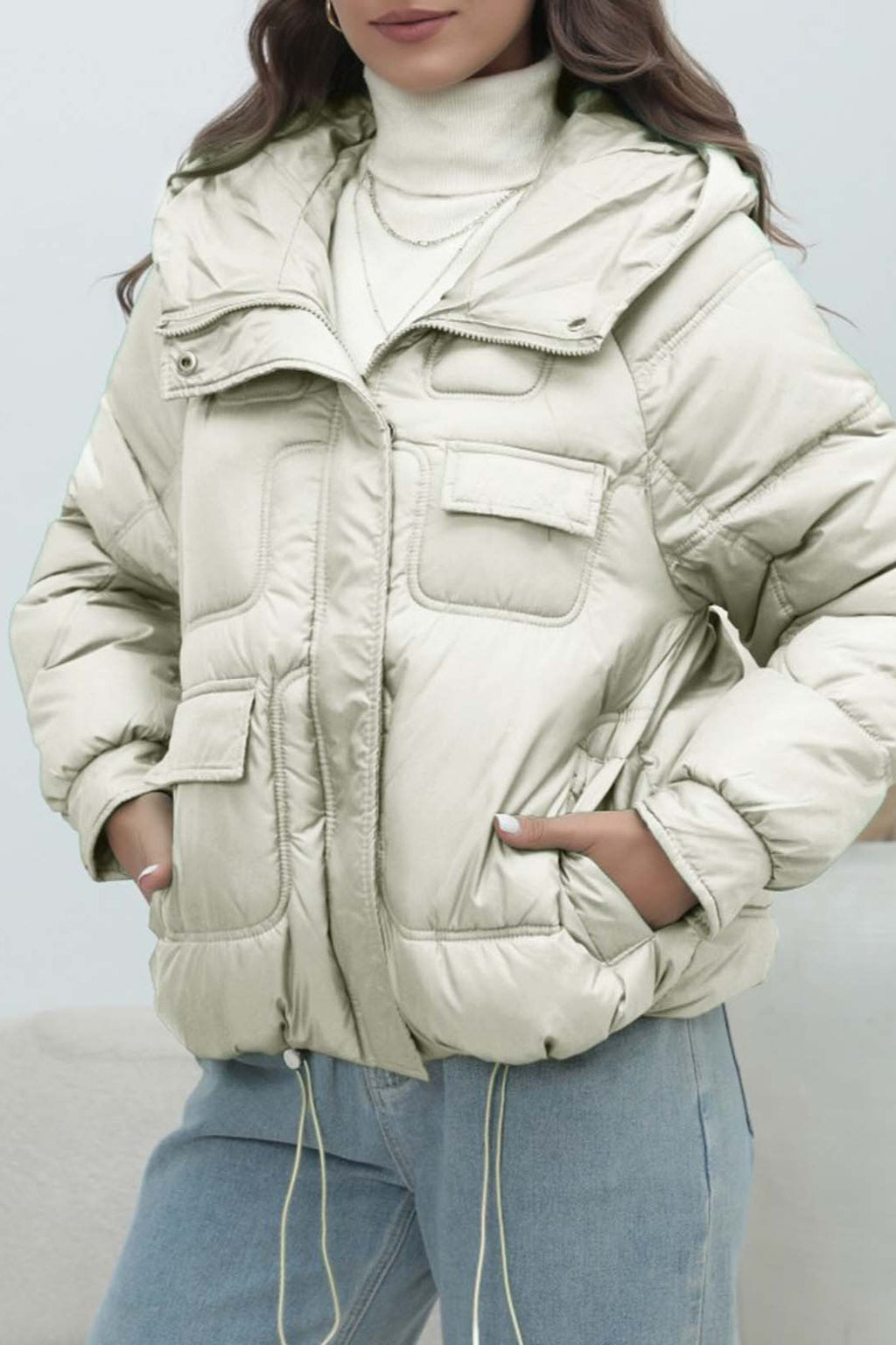 Bright Color Stand Collar Puffer Coat