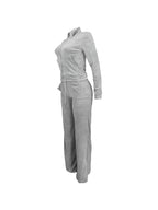 Solid Collar Neck Jacket & Lace Up Pants Set