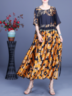 Fragran Round Neck A-line Smock Dress