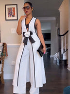 Sleeveless Butterfly Festival Long Vest Dress Wide-leg Pants Set 2-piece Sets