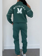 Letter Long-sleeved Hoodless Sweatshirt Pants Casual Sportswear Two-piece Set