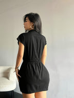 Workwear Style Shirt With A Fitted Waist And Slimming Short-sleeved Dress