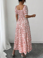 Puff Sleeve Printed Maxi Dresses