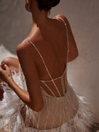 Feather Tassel Sequins Mesh Diamond Parties Mini&Short Dresses