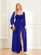 Sequins Sequins Chiffon Slit Formal Dress Maxi Dresses