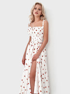 Floral Printed Camisoles High Waist Slit Maxi Dresses