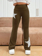Five-pointed Star Elastic Tights High-waisted With A Slight Flare Pants