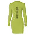 Long sleeve crewneck hollow out ring bodycon dress
