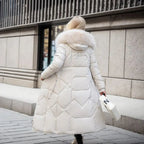 | Women's Winter Quilted Coat with Hood Trim