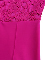 Lace Trim Hollow Short Sleeve Bandage High Waist Wide Leg Jumpsuits