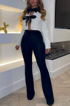 One Top Two Ways Long Sleeves Bow Knot Sequin Top Jacket