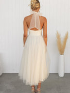 Halter Mesh Formal Dress Maxi Dresses