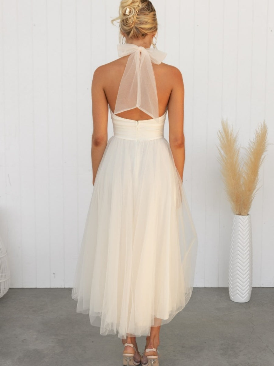 Halter Mesh Formal Dress Maxi Dresses