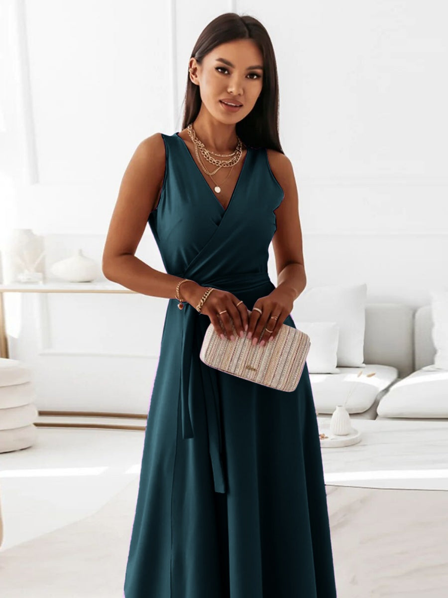 Lace Up V-neck Formal Dress Maxi Dresses
