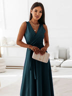 Lace Up V-neck Formal Dress Maxi Dresses