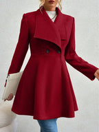 Slim Fit Lapel Buttons Solid Color Woolen Cloth Coats