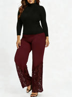 Slim-fitting, Loose-fitting, Comfortable Cropped Trousers With Lace Trim And Cutout Details