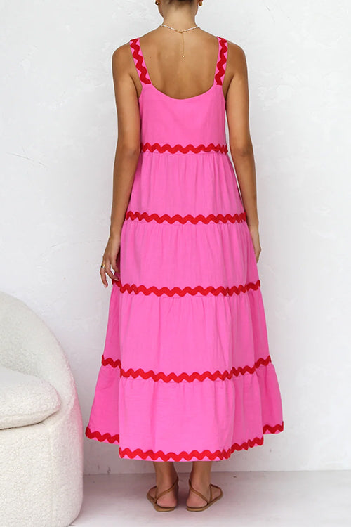 Ric Rac Ruffle Tiered Cami Maxi Holiday Dress