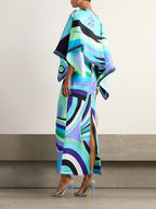 Abstract Irregular Print Shawl Dress Two-piece Set
