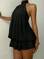 Halter Backless Lace Up Bud Polka Dots Mini&Short Dresses