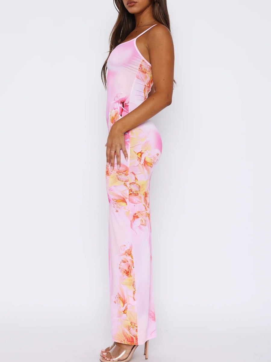 Liber Spring Women's Backless Abstract Maxi Dresses