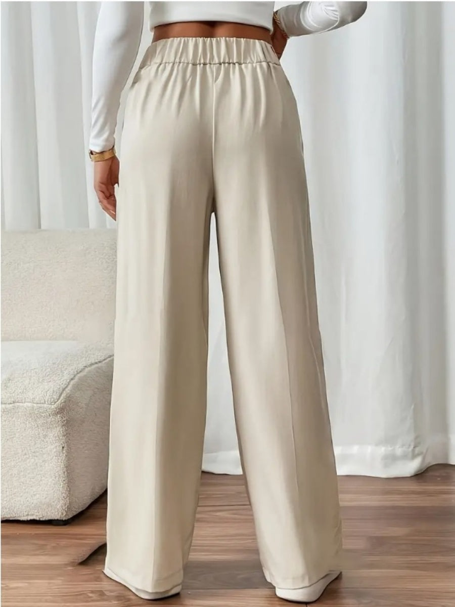 Casual High-waisted  Loose Straight leg Pocket Pants