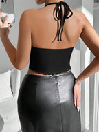 Drawstring Backless Tank Top