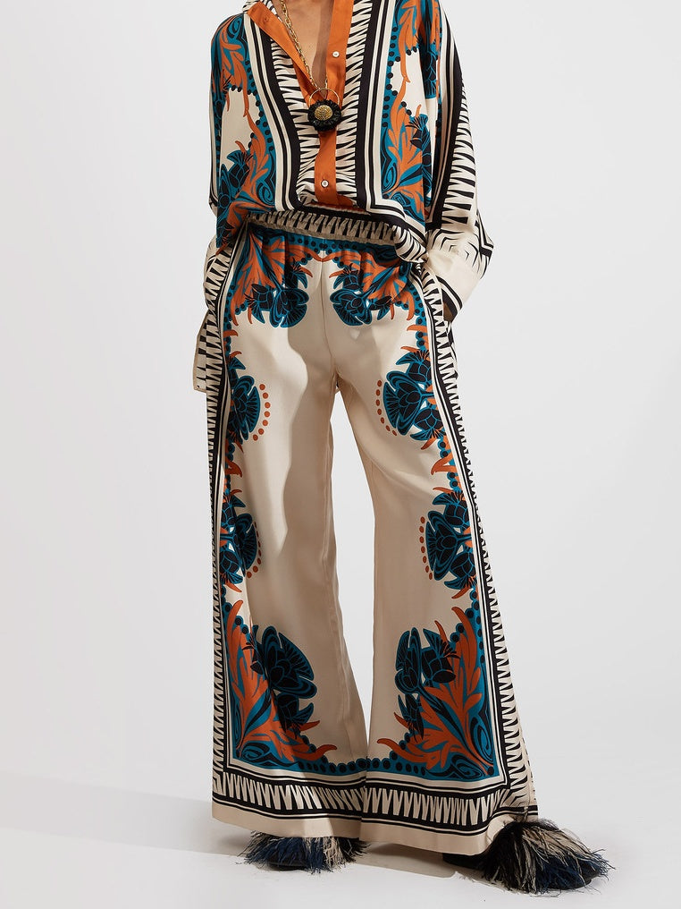 Stand-up Collar Irregular Top And Trousers Two-piece Set