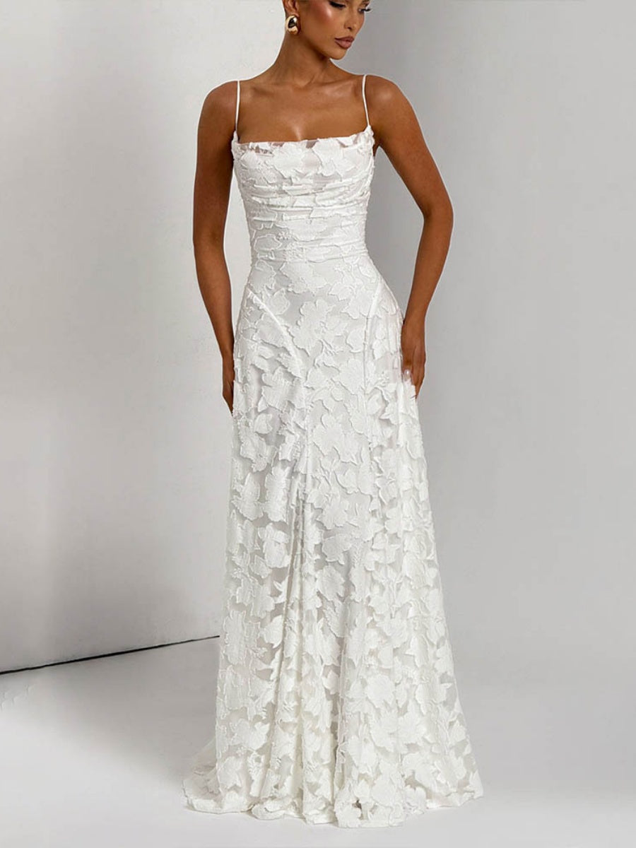 Backless Blended Formal Dress Maxi Dresses