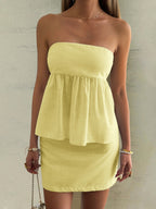 Vacation Strapless Short Dress Two-piece Set