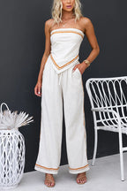Drawstring Waist Wide Leg Printed Pants