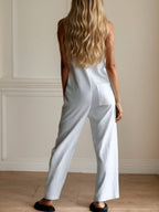 Sleeveless Single-breasted Wide Leg Work Clothes Jumpsuits