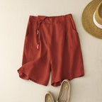 5 colors Cotton linen art straight leg pants casual shorts