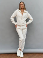Textured Half-Zip Sweater And Joggers Set For Women 2026
