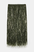 Stylish Sequined Tassel Elegant Midi Skirt