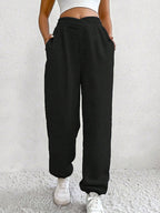Solid Crossover Waist Bound Feet Sweatpants